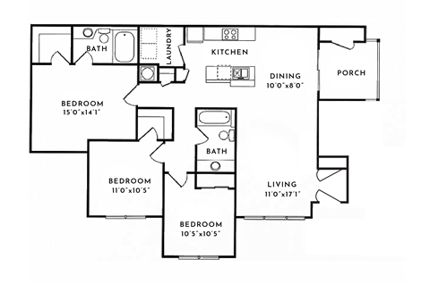 3 BD 2 BA 1420 SF at Spotswood Commons, Virginia  